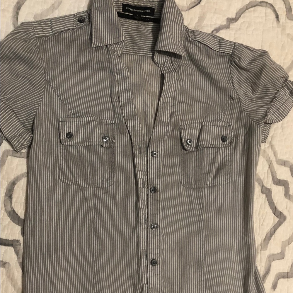 Express short sleeved, collared, button up!